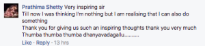 Facebook comments on Ramesh Aravind's Inspirational BHIVE video - Part 2