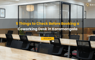 A coworking space in Koramangala with a meeting room and ambient lighting