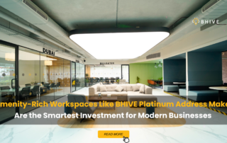 Amenity-rich workspace at BHIVE Platinum Address Maker featuring modern lounge seating, meeting rooms, and collaborative office design in Bengaluru