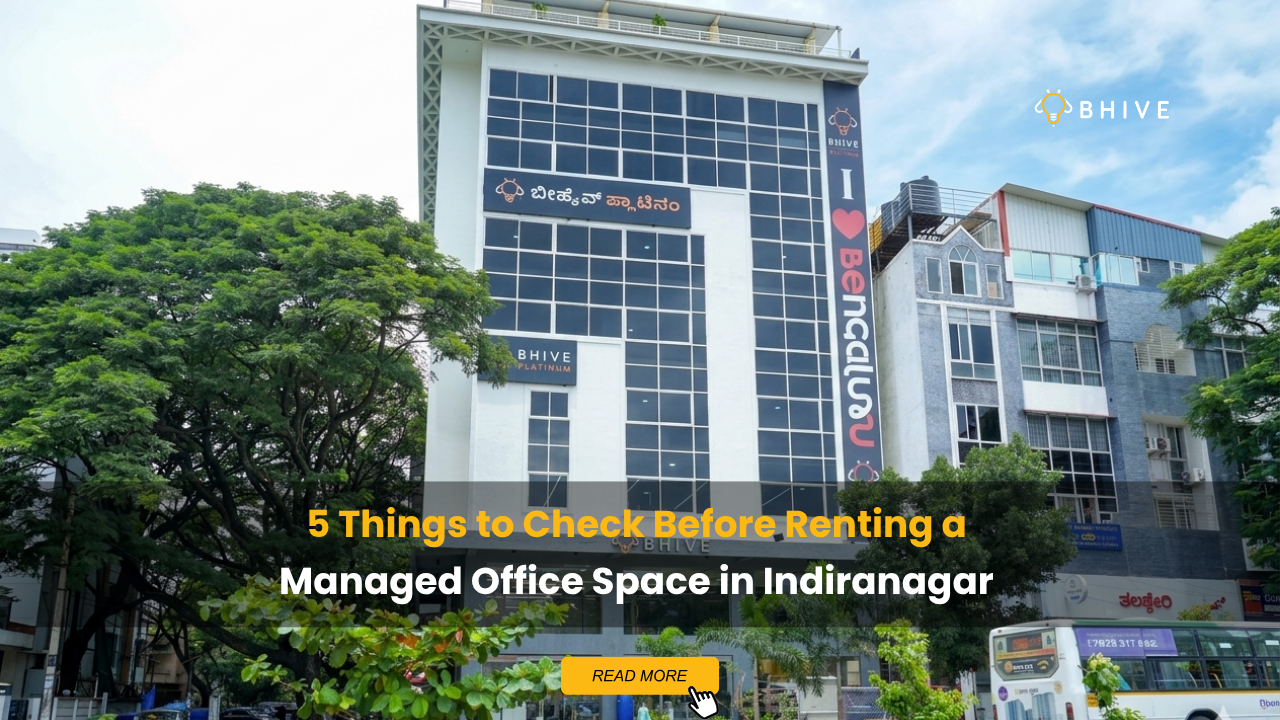 BHIVE Platinum Old Airport Road Campus building showcasing managed office space in Indiranagar Bangalore