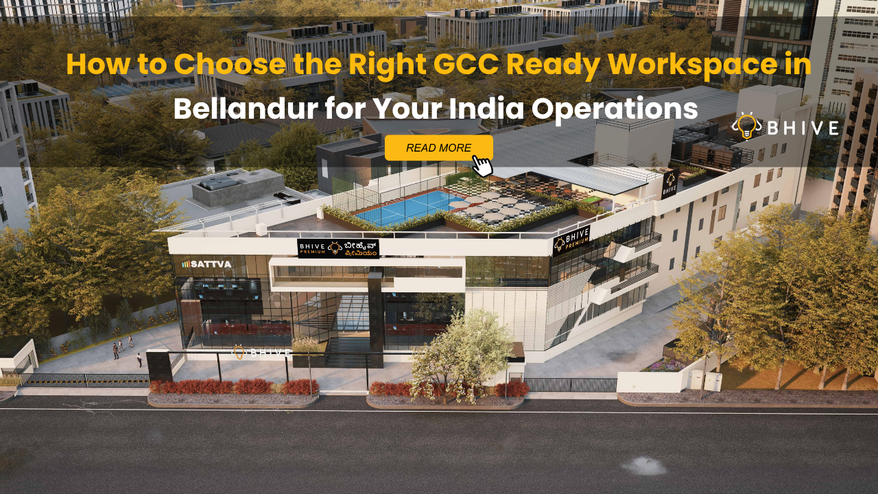 BHIVE Premium Bellandur campus workspace showcasing rooftop amenities and modern GCC ready office infrastructure in Bangalore ORR