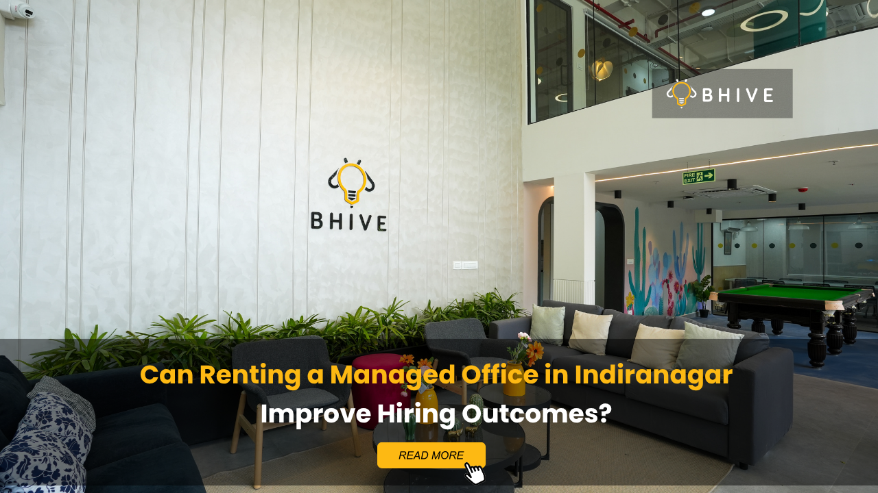 BHIVE Platinum Old Airport Road Campus lounge area in Indiranagar featuring collaborative seating, recreational spaces, and premium managed office amenities designed to attract and retain talent.