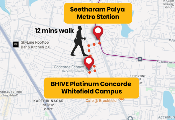 Map showing BHIVE Platinum Concorde Whitefield Campus